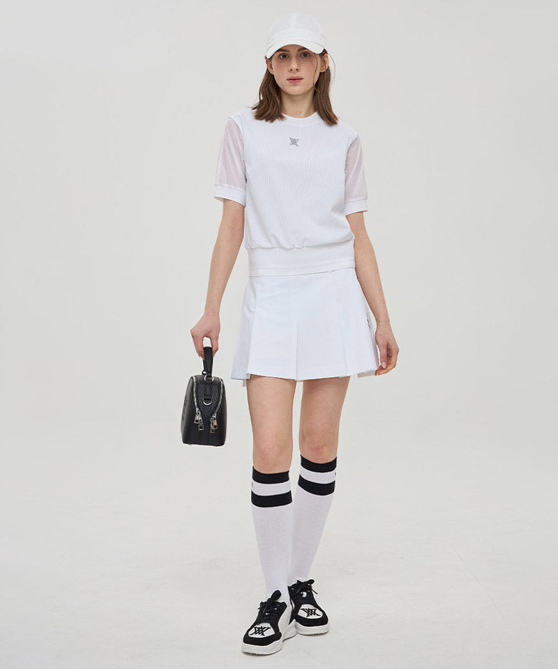 Women's Mesh Block Short T-Shirt - White