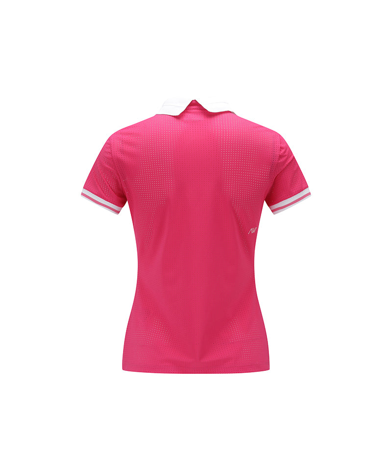 Women's All Ventilation Collar Short T-Shirt - Hot Pink