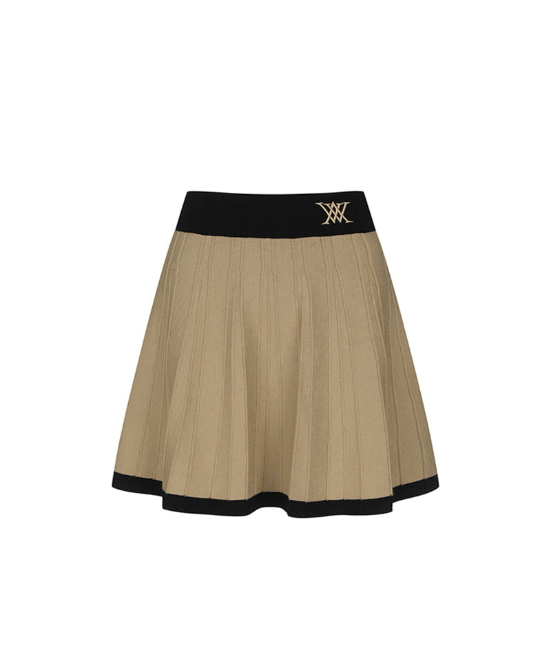 Women Pleated Skirt - Beige