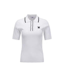 ANEW Golf Women's SM Stripe Texture Short Sleeve Sweater - White