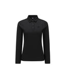 Women's Collar Point Long T-Shirt - Black