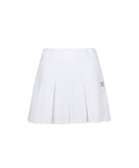 Women's Leather Buckle Point Pleats Skirt - White