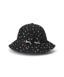 Sprinkle Donut Pattern Bucket Hat - Black