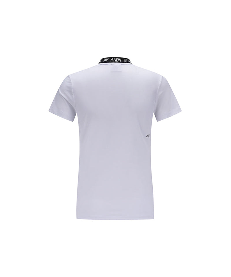 Women's Neck Jacquard Logo Short T-Shirt - White