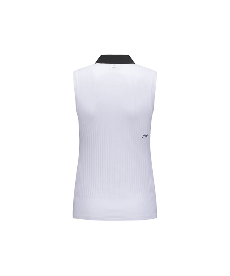Women's Color Block Corduroy Sleeveless - White