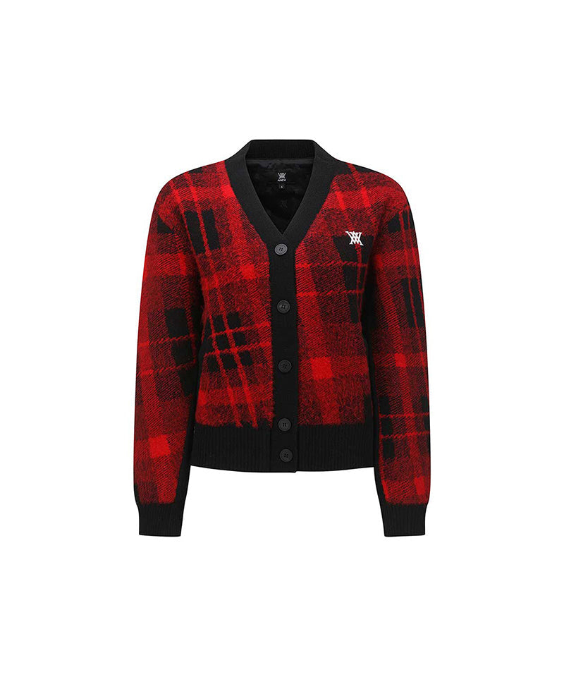 Women's Check Point Cardigan - Red