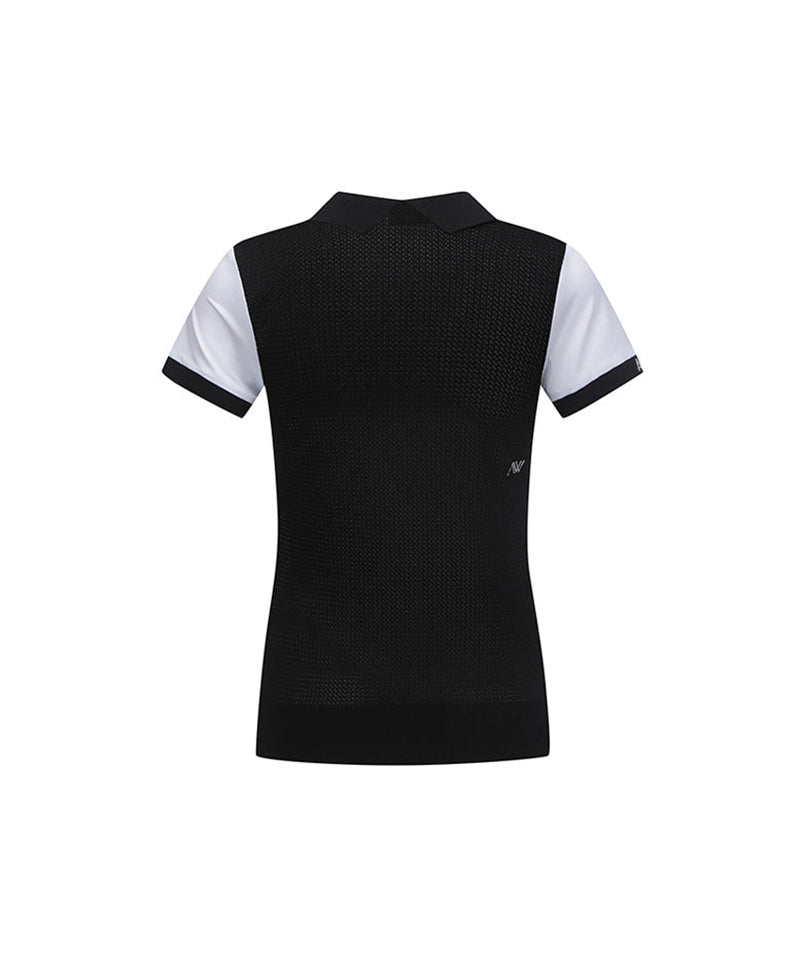 Women's Back Knit Block Short T-Shirt - White