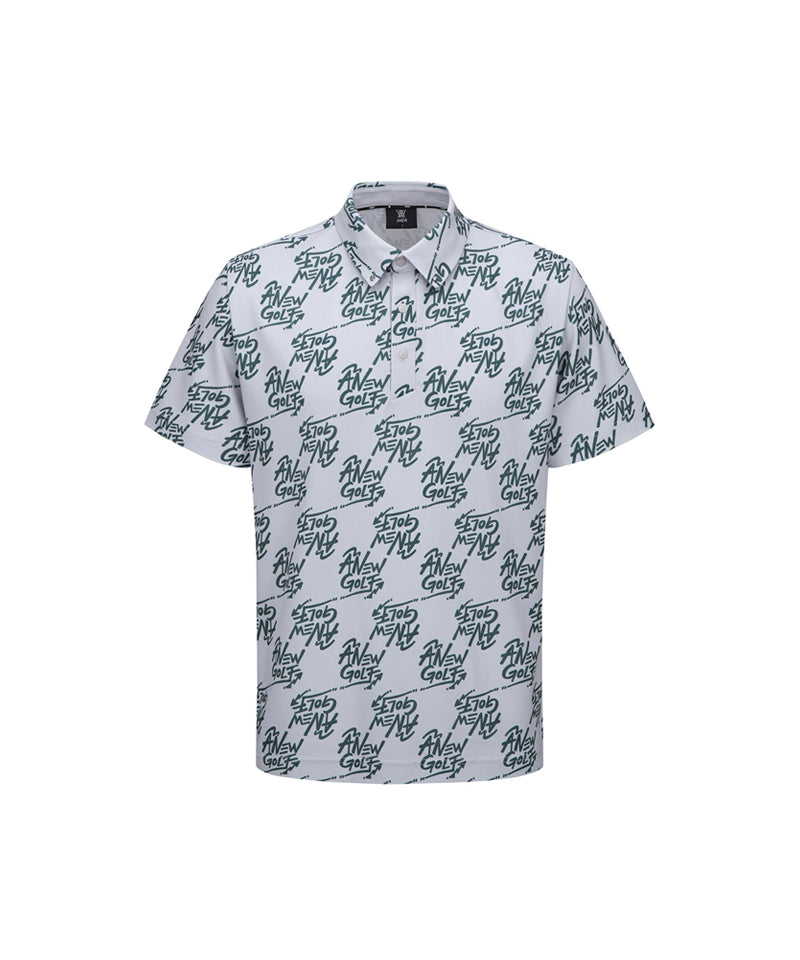 Men's Logo Pattern Short T-Shirt - Gray