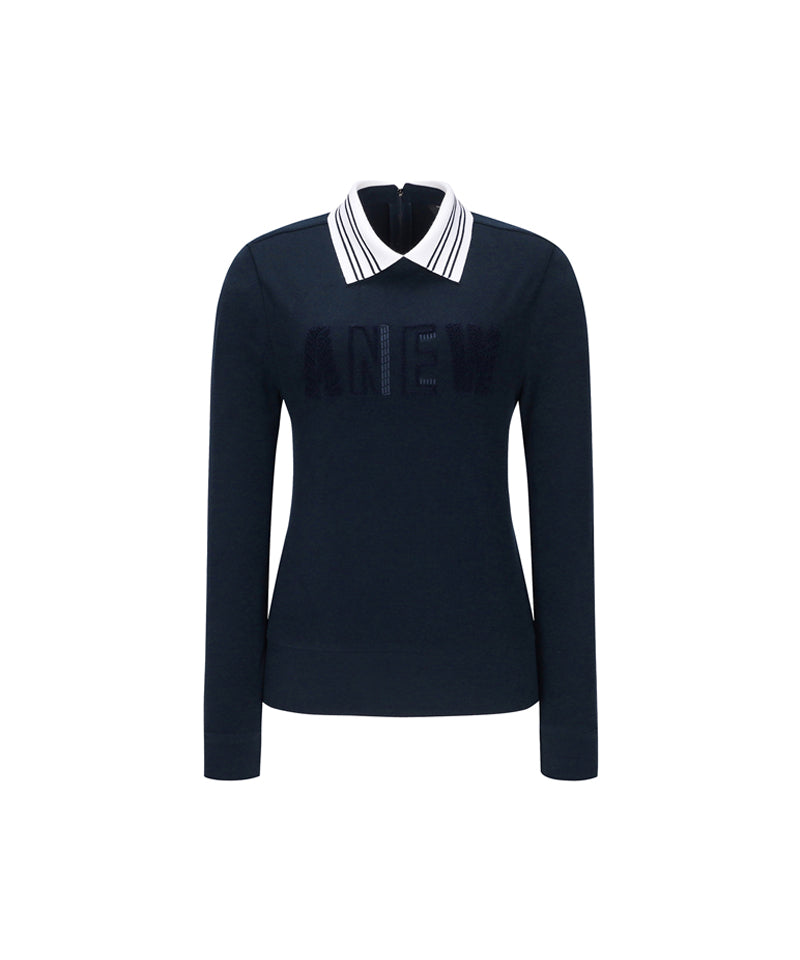 Women's Boucle Embo Logo L/TS - Dark Navy