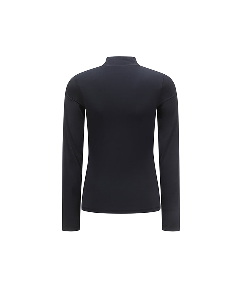 Women's Cold Fabric High Neck T-Shirt - Black