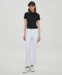Women Beads Point Short T-Shirt - Black