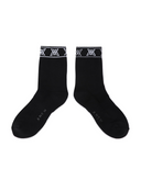 Men's Stripe Logo Middle Socks - Black
