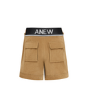 Women's Velvet High Waist Half Pants - Camel