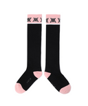 Women's Color Block Knee Socks - Black