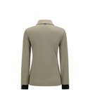 Women's Wide Collar T-Shirt - Khaki Beige
