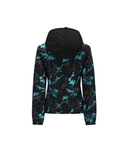 Women's Camo Pattern Hooded T-Shirt Cardigan - Aqua Blue
