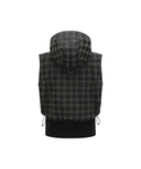 Women's Allover Logo Hooded Vest - Black