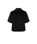 Women's Short Sleeve Fur Jacket - Black