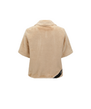 Women's Short Sleeve Fur Jacket - Light Beige