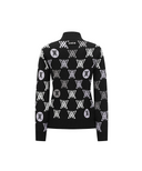 Women's Color Logo Pattern Sweater Cardigan - Black