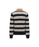 Women's Striped Logo Mock Neck Sweater - Black