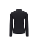 Women's Solid Long Sleeve Collar T-Shirt - Black