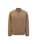 Men's Textured Windproof Half Zip Sweater - Camel