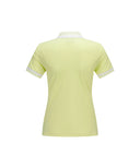 Women Collar Color Block Short T-Shirt - Yellow