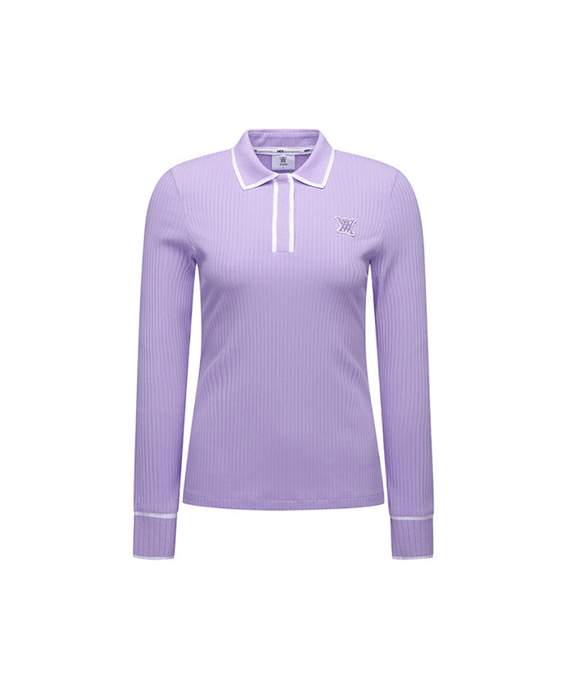 Women's Collar Point Ribbed Long T-Shirt