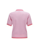 Women Wide Collared Short Sleeve Sweater - Light Pink
