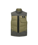 Men's Check Mix Down Vest - Khaki