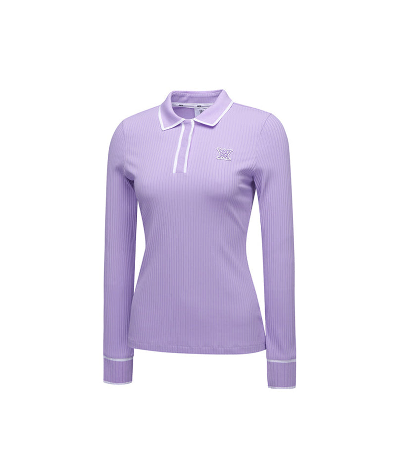 Women's Collar Point Ribbed Long T-Shirt