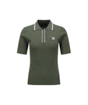 ANEW Golf Women's SM Stripe Texture Short Sleeve Sweater - Light Khaki