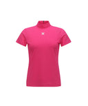 Women's High-Neck Mesh Back Short-Sleeved T-Shirt - Pink