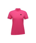 Women High Neck Zipper Point Shot T-Shirt - Pink