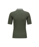 ANEW Golf Women's SM Stripe Texture Short Sleeve Sweater - Light Khaki