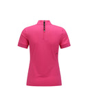 Women High Neck Zipper Point Shot T-Shirt - Pink