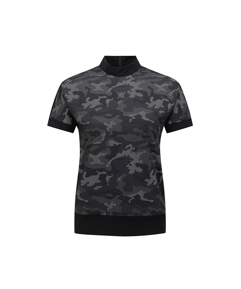 Women New Camouflage Short T-Shirt - Black