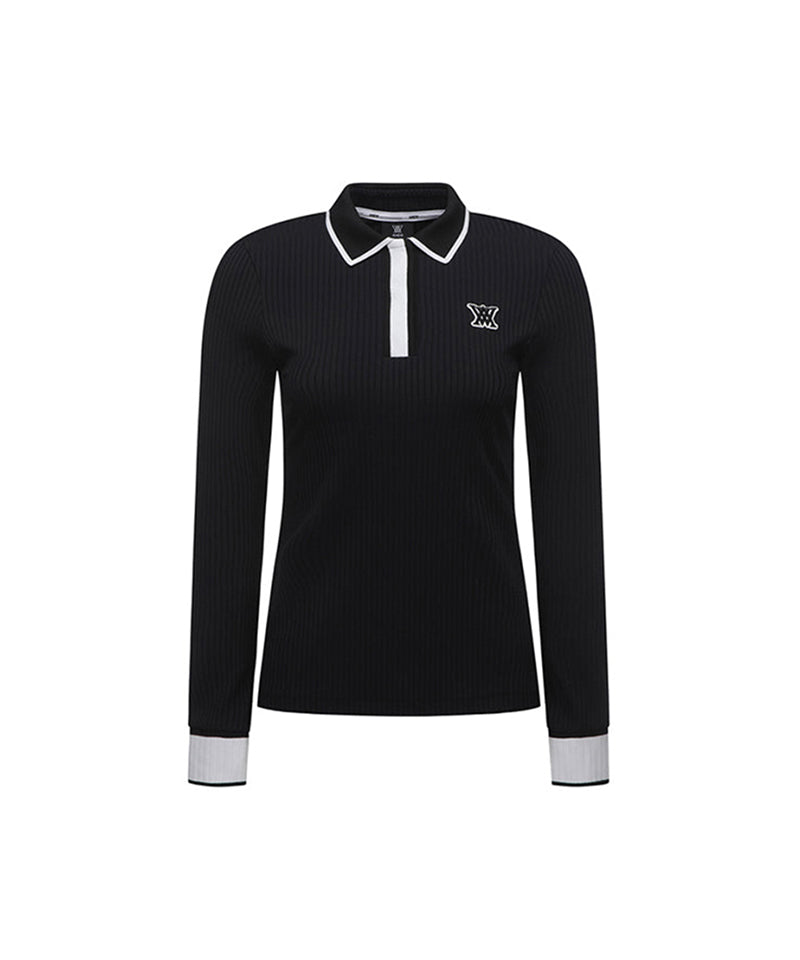 Women's Collar Point Ribbed Long T-Shirt