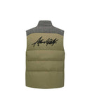 Men's Check Mix Down Vest - Khaki