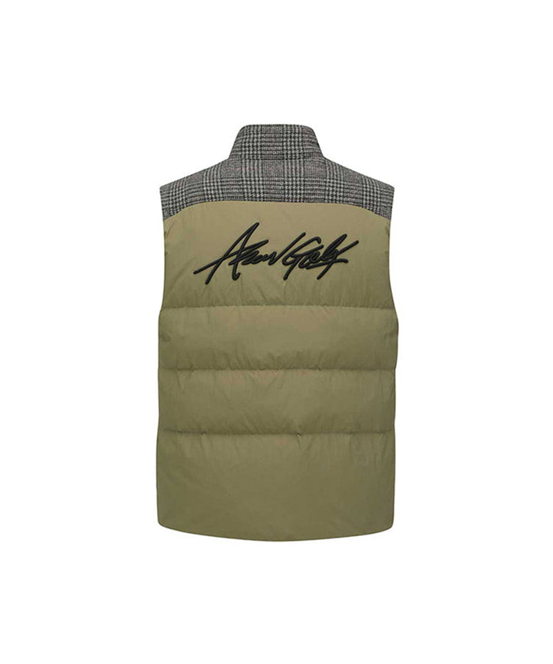 Men's Check Mix Down Vest - Khaki