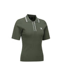 ANEW Golf Women's SM Stripe Texture Short Sleeve Sweater - Light Khaki