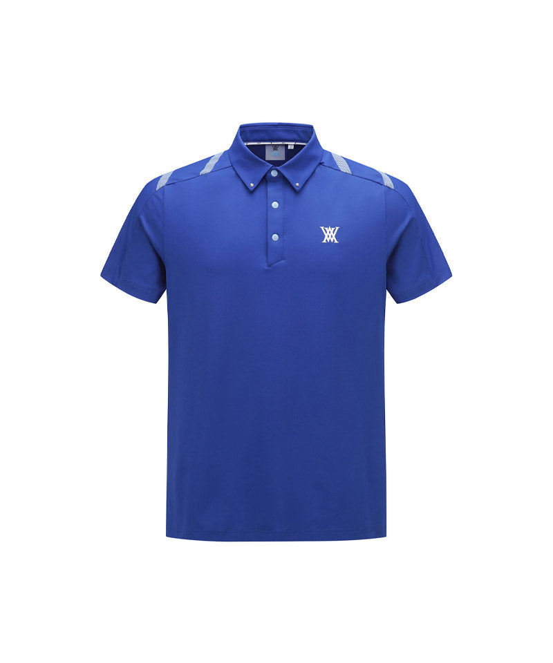 Men Ice Dots Logo Pattern Short T-Shirt - Royal Blue