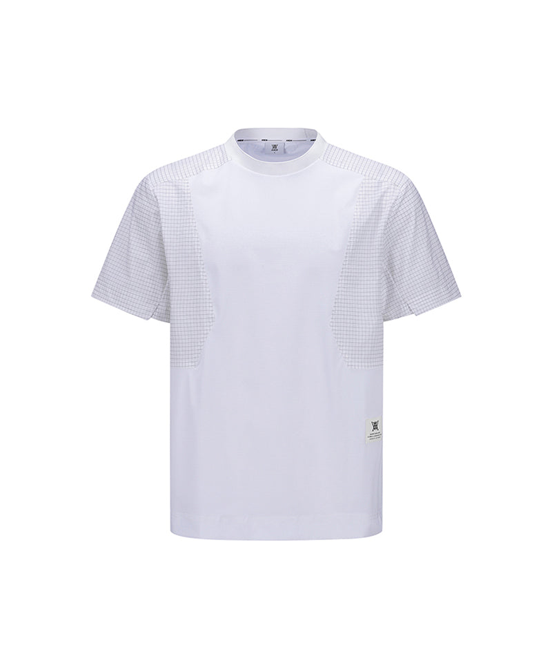 Men's Wooven Sleeve Crew Neck - White
