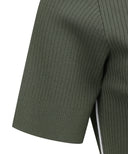 ANEW Golf Women's SM Stripe Texture Short Sleeve Sweater - Light Khaki
