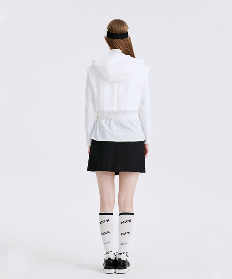 Women's Waist Shirring Hoody Vest - Off  White