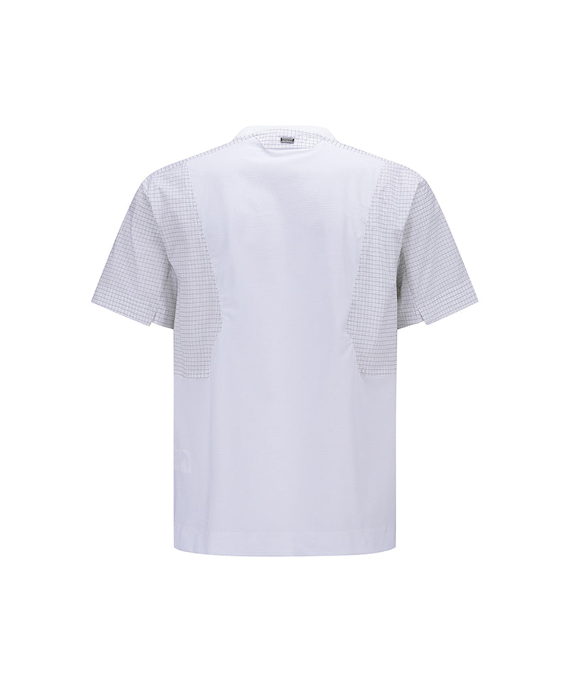 Men's Wooven Sleeve Crew Neck - White