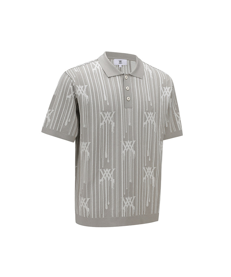 Men Rain Logo Short Sleeve Sweater - Beige
