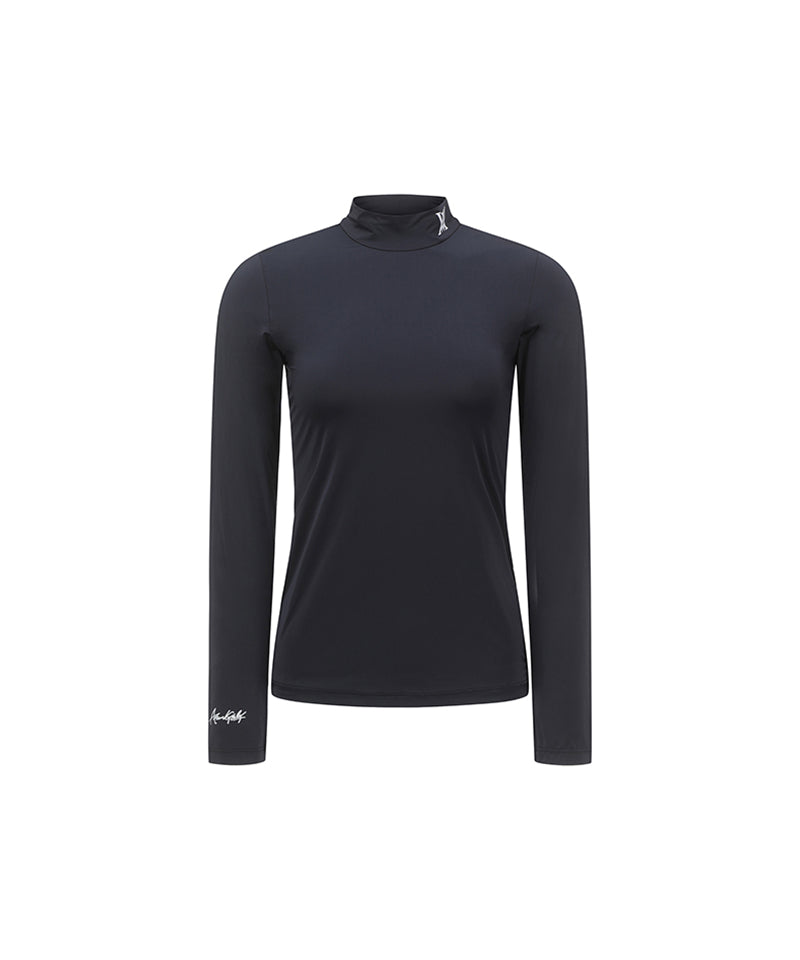 Women's Cold Fabric High Neck T-Shirt - Black