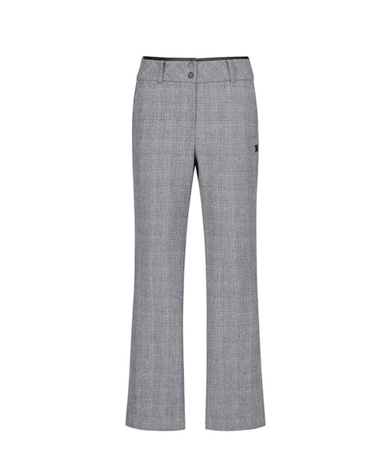 Women's Check Boots Cut Long Pants - Gray